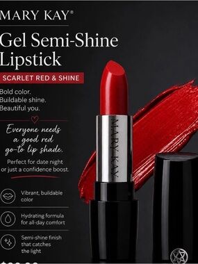 Mary Kay Gel Semi-Shine Lipstick — Scarlet Red